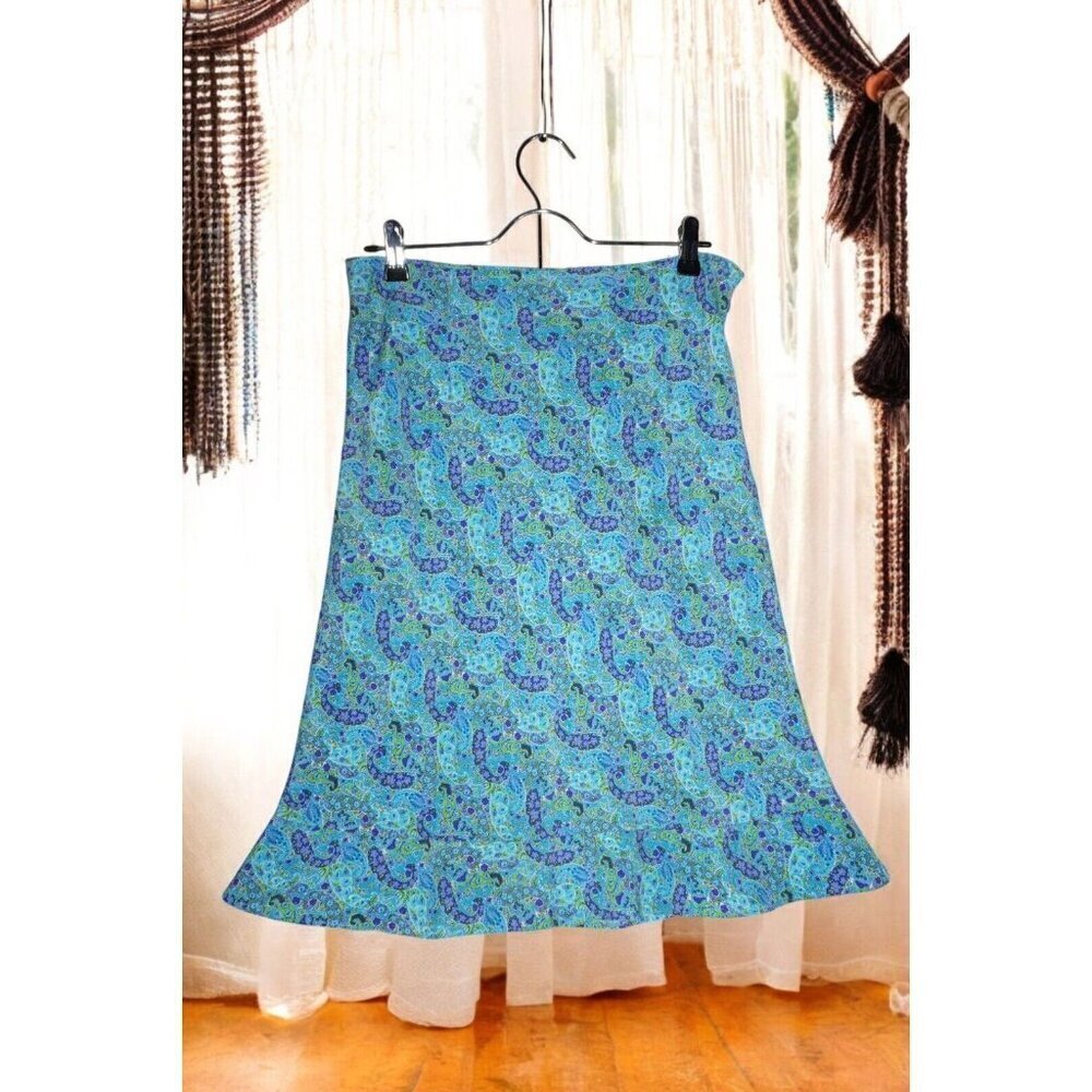 Vintage L USA Paisley Print Maxi Skirt – Y2K 90s Boho Cottagecore -Zipper Issue